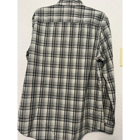 Calvin Klein Mens Plaid Button-Up Shirt Gray & Black Size L Long Sleeve - Picture 2 of 7